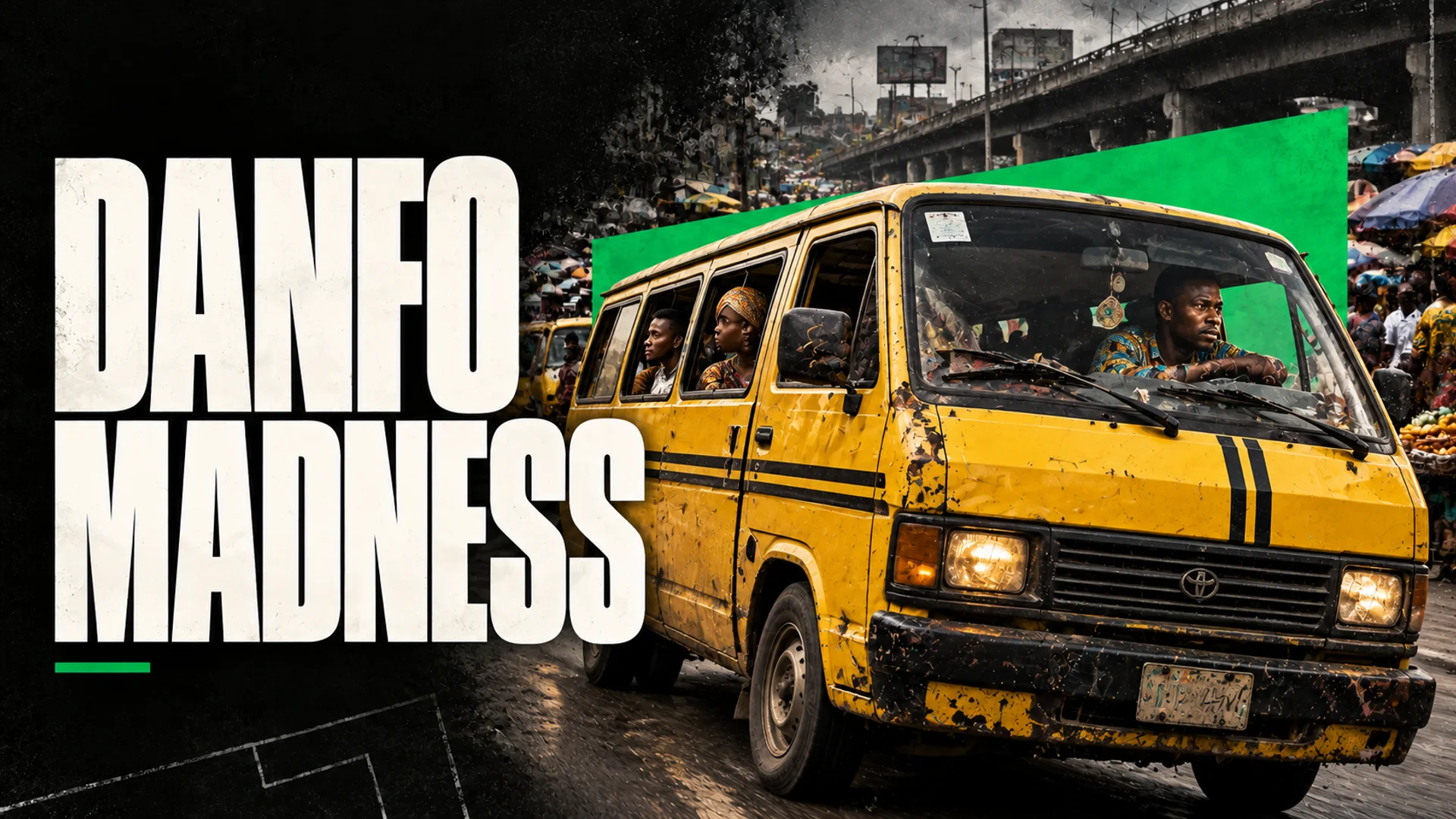 DANFO MADNESS: A yellow danfo minibus at a Lagos market