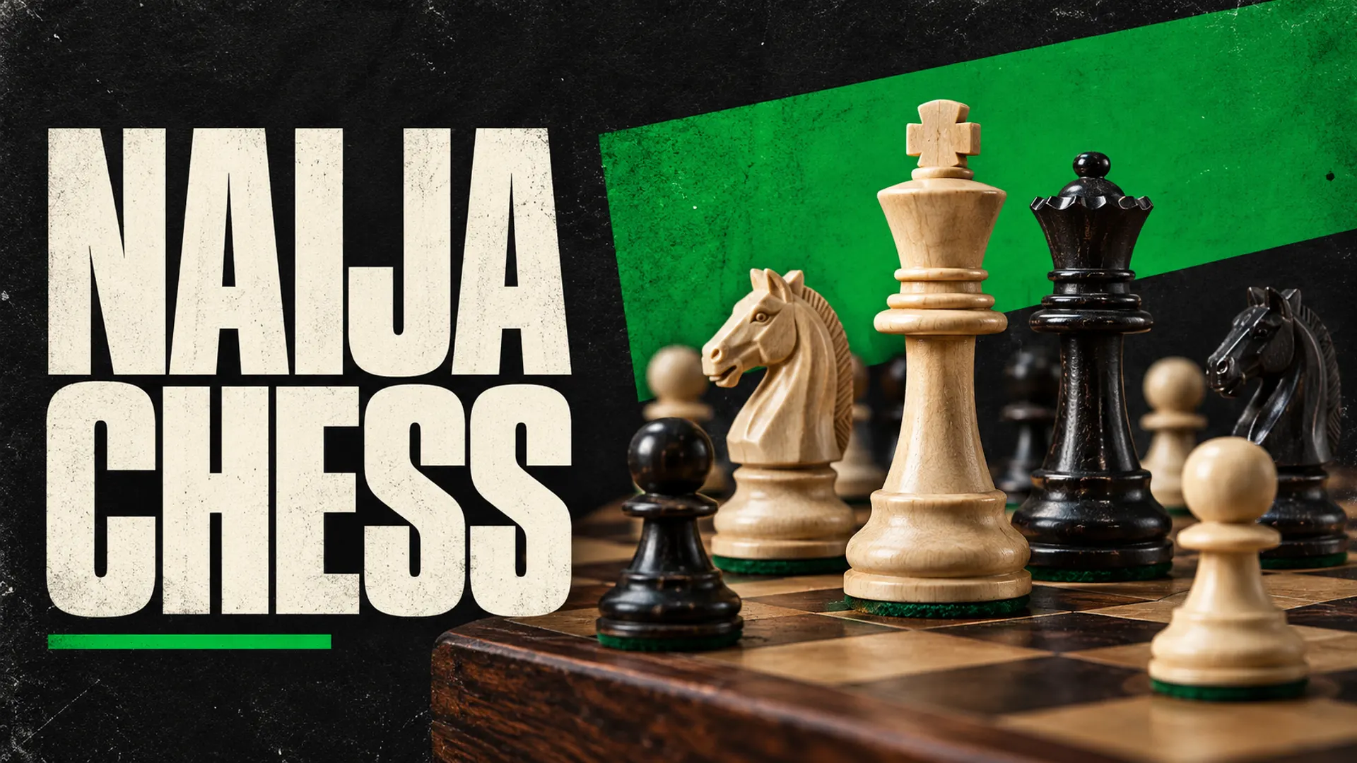 Naija Chess: carved chess pieces on a wooden board