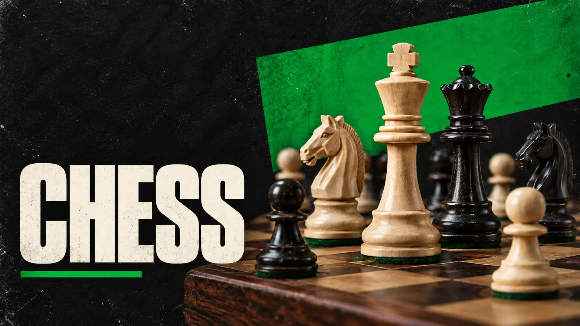 Chess: carved chess pieces on a wooden board
