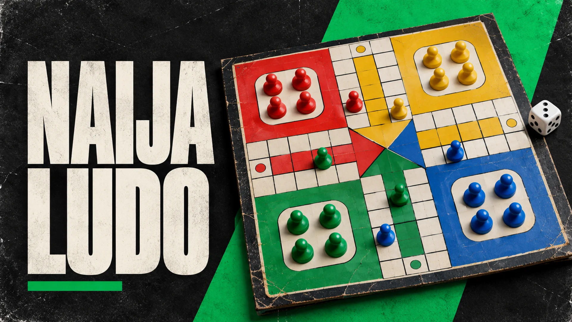 NAIJA LUDO: A colourful Ludo board with dice and four sets of pieces